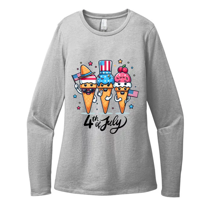 4th Of July Ice Creams Funny Patriotic American Flag America Gift Womens CVC Long Sleeve Shirt