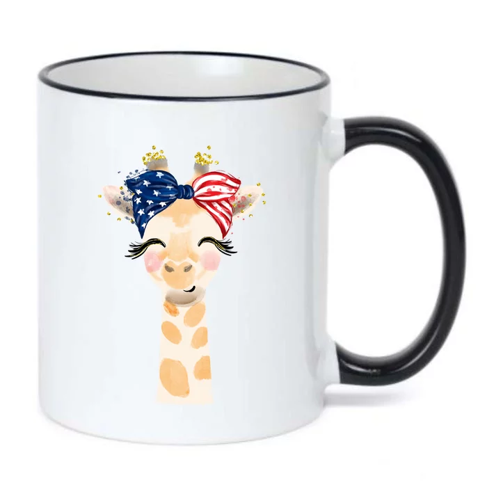 4th Of July Usa Giraffe Cute Black Color Changing Mug