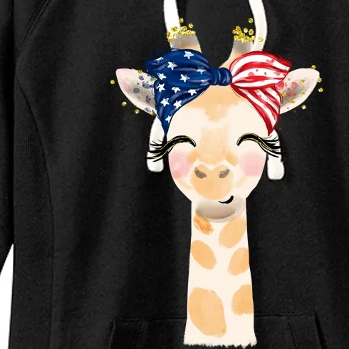 4th Of July Usa Giraffe Cute Women's Fleece Hoodie