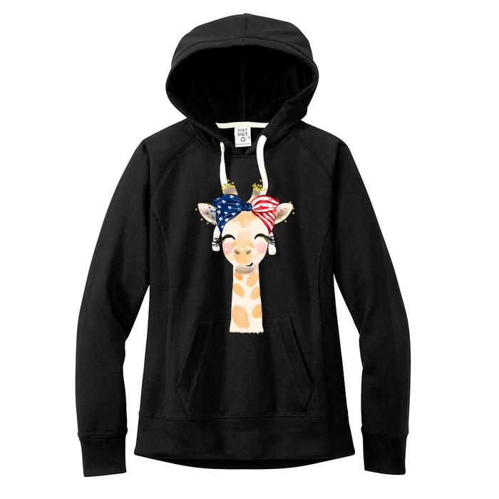 4th Of July Usa Giraffe Cute Women's Fleece Hoodie