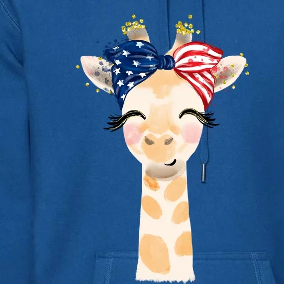 4th Of July Usa Giraffe Cute Premium Hoodie