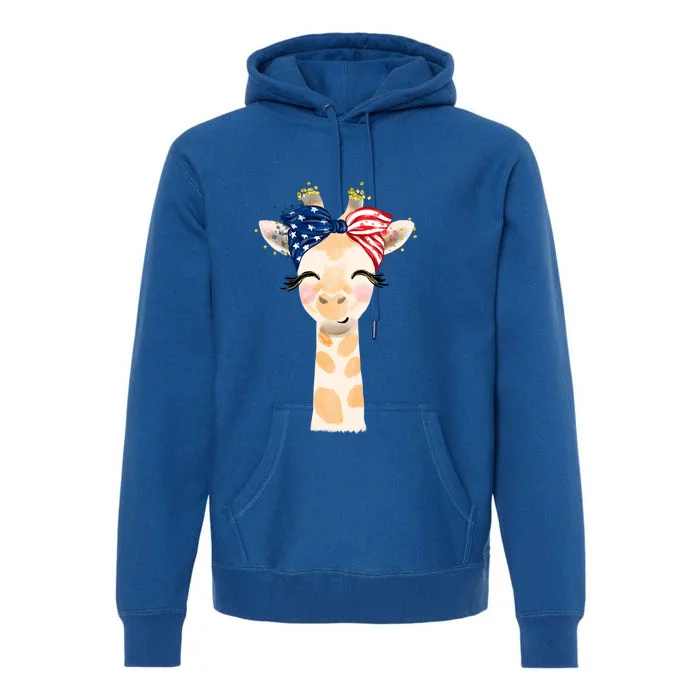 4th Of July Usa Giraffe Cute Premium Hoodie