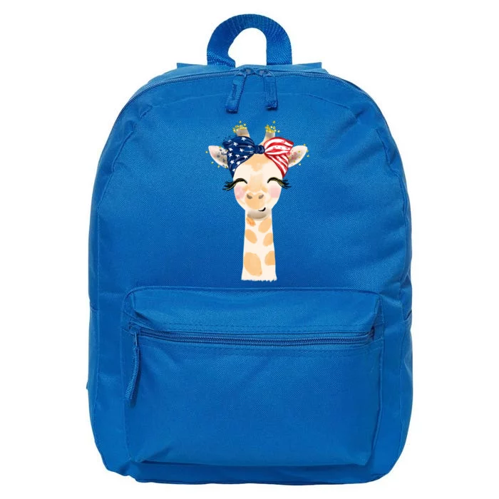 4th Of July Usa Giraffe Cute 16 in Basic Backpack