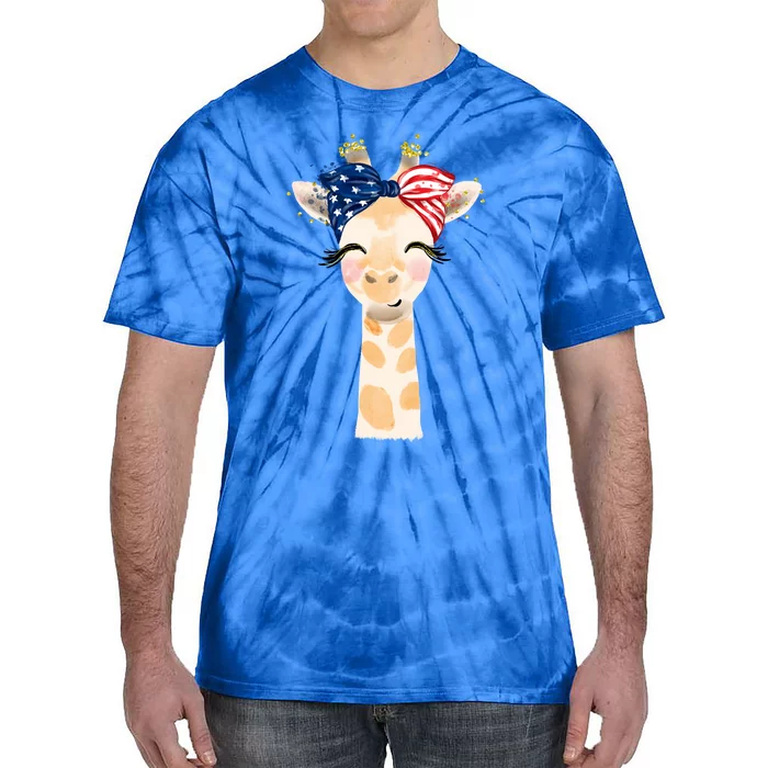 4th Of July Usa Giraffe Cute Tie-Dye T-Shirt