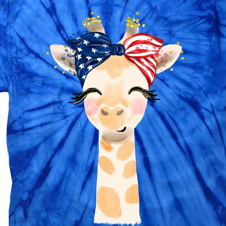 4th Of July Usa Giraffe Cute Tie-Dye T-Shirt