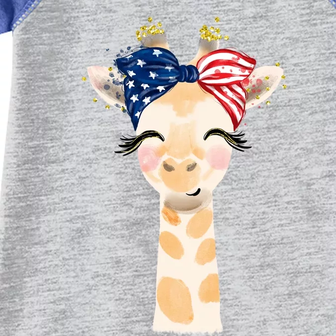 4th Of July Usa Giraffe Cute Infant Baby Jersey Bodysuit