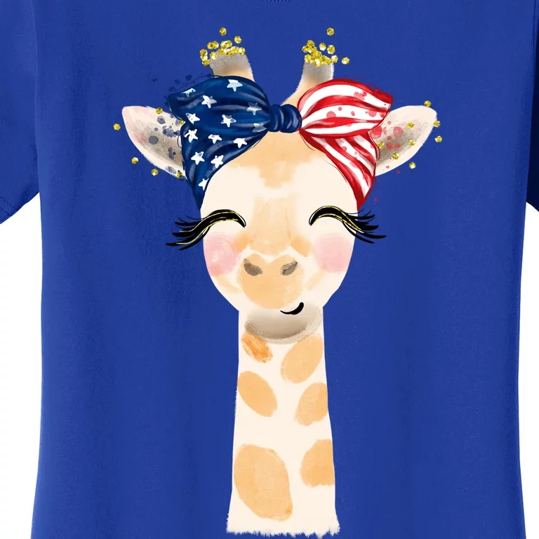 4th Of July Usa Giraffe Cute Women's T-Shirt