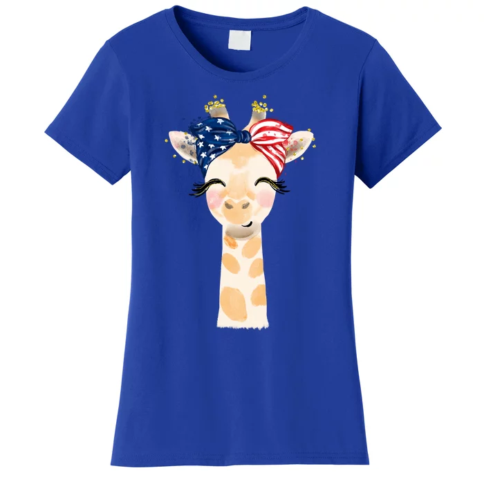 4th Of July Usa Giraffe Cute Women's T-Shirt