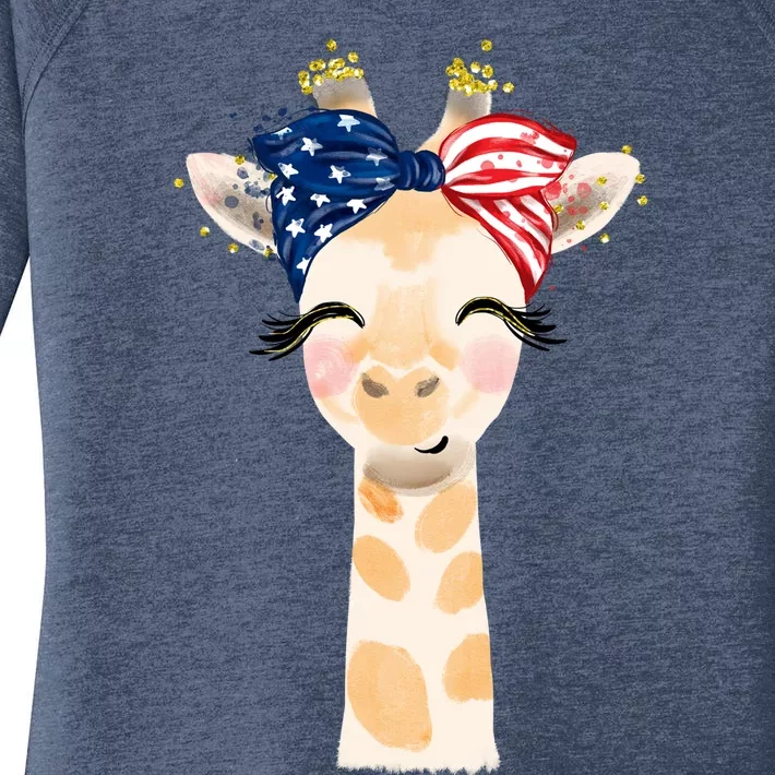 4th Of July Usa Giraffe Cute Women's Perfect Tri Tunic Long Sleeve Shirt