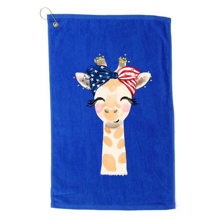 4th Of July Usa Giraffe Cute Platinum Collection Golf Towel