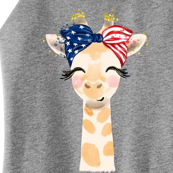 4th Of July Usa Giraffe Cute Women’s Perfect Tri Rocker Tank