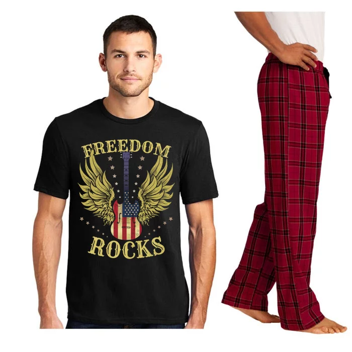 4th Of July Fourth Independence Day Guitar Freedom Rocks Gift Pajama Set