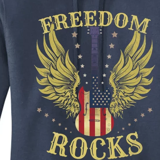 4th Of July Fourth Independence Day Guitar Freedom Rocks Gift Women's Pullover Hoodie