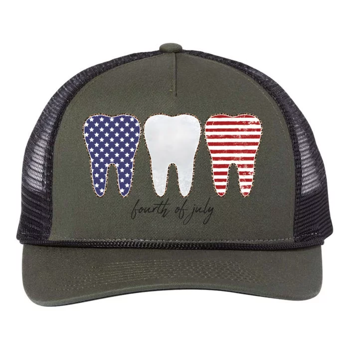 4th Of July Dental American Dentist Retro Rope Trucker Hat Cap