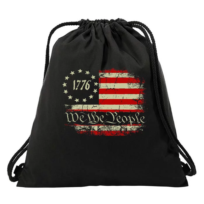 4th Of July Shirts We The People 1776 Usa Flag Drawstring Bag