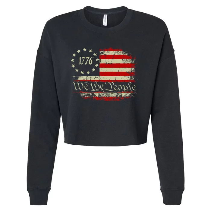 4th Of July Shirts We The People 1776 Usa Flag Cropped Pullover Crew