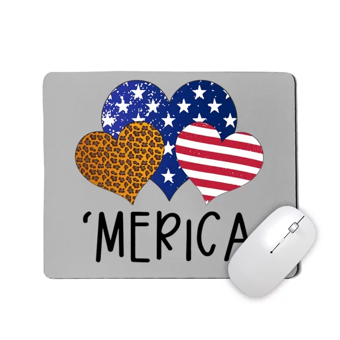 4th Of July Merica Heart USA American Flag Patriotic Mousepad