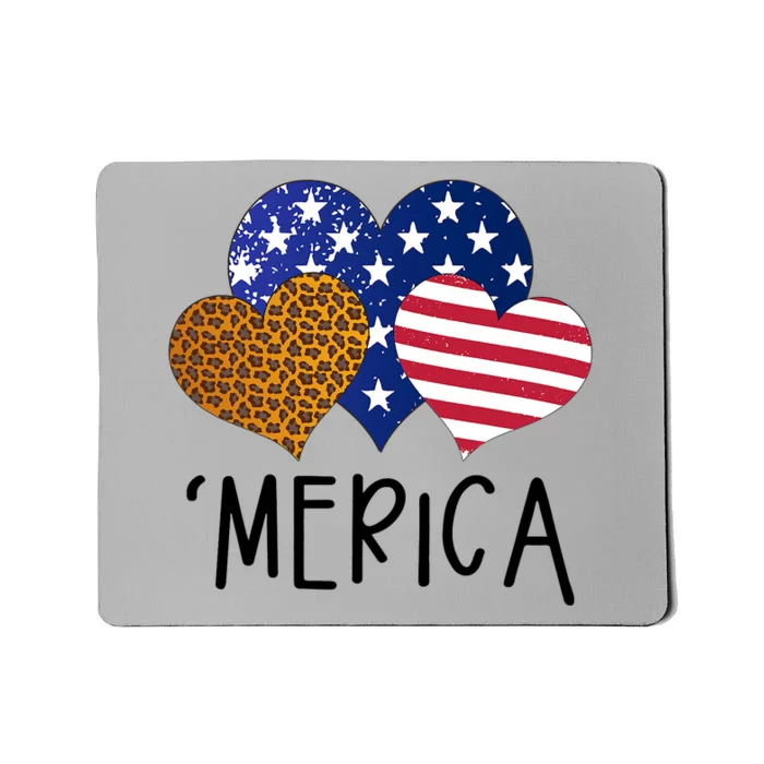 4th Of July Merica Heart USA American Flag Patriotic Mousepad