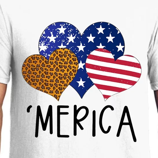 4th Of July Merica Heart USA American Flag Patriotic Pajama Set