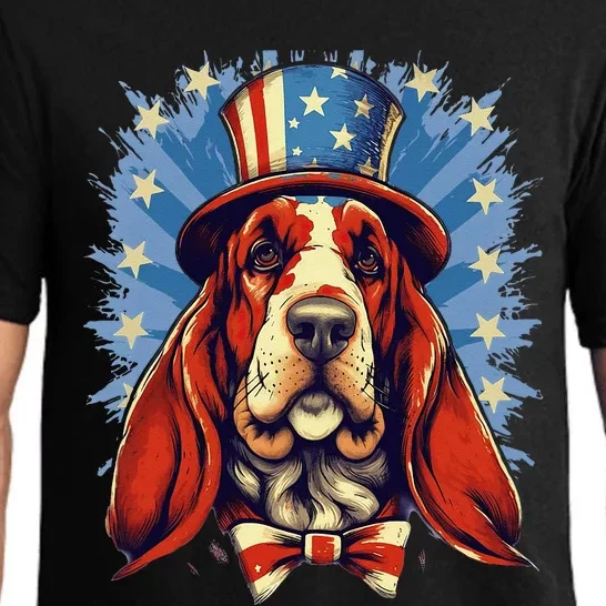 4th Of July Patriotic Basset Hound Dog Pajama Set