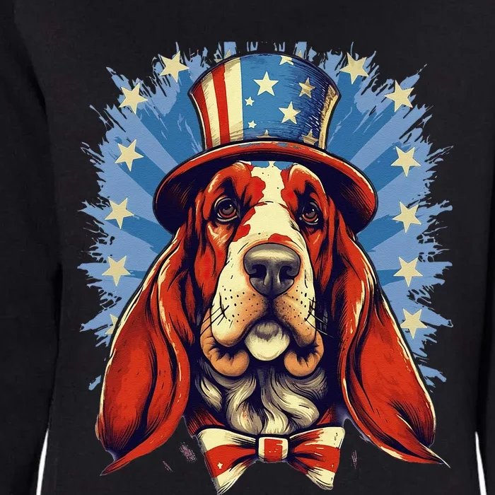 4th Of July Patriotic Basset Hound Dog Womens California Wash Sweatshirt