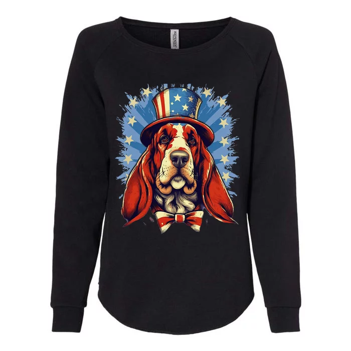 4th Of July Patriotic Basset Hound Dog Womens California Wash Sweatshirt