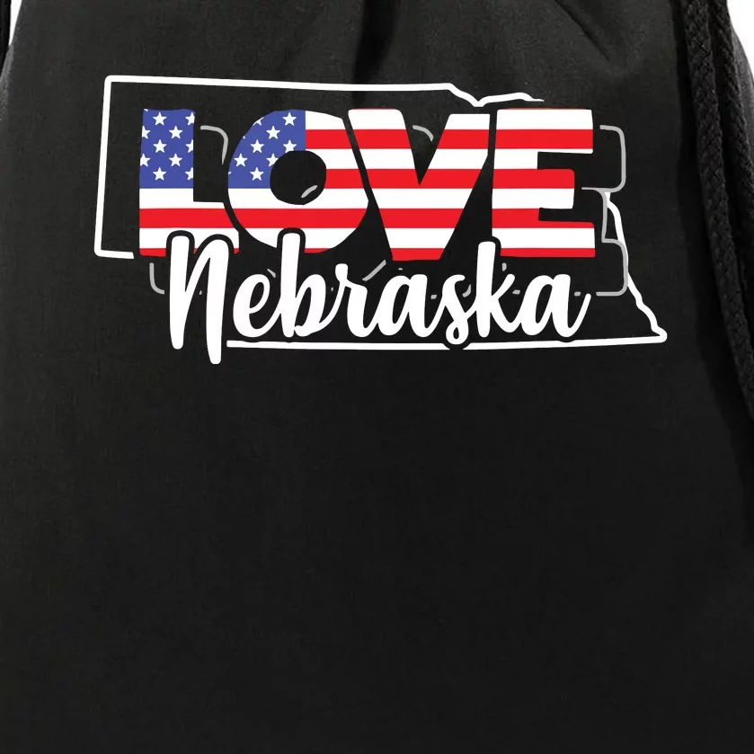 4th Of July Nebraska Us American Flag July Fourth Drawstring Bag