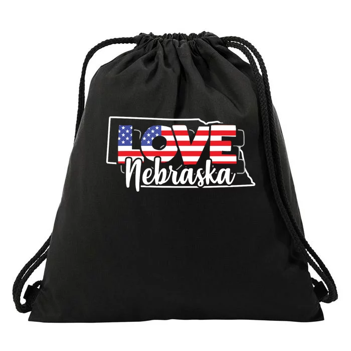 4th Of July Nebraska Us American Flag July Fourth Drawstring Bag