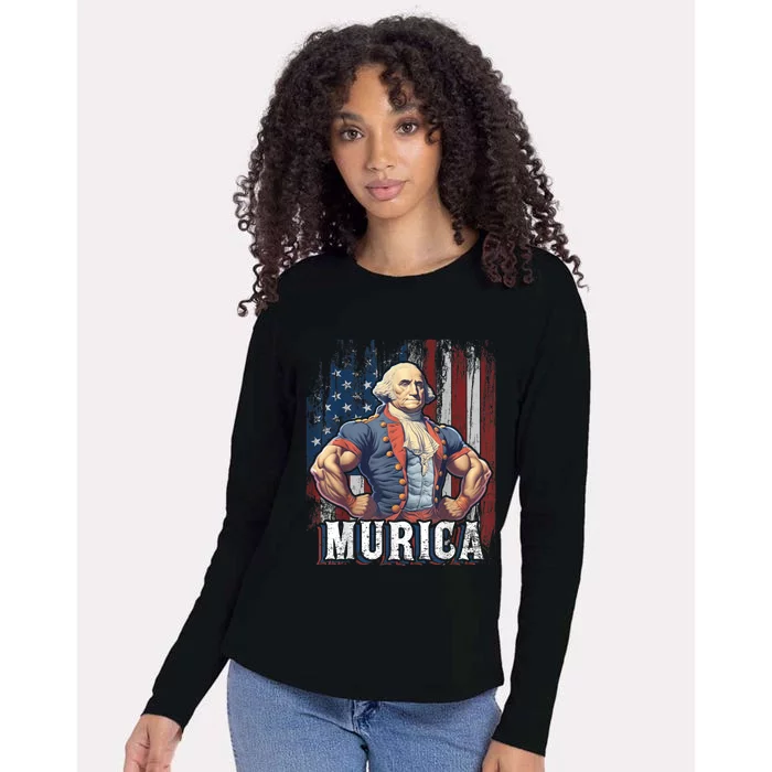 4th Of July Patriotic Funny George Washington July 4th Womens Cotton Relaxed Long Sleeve T-Shirt