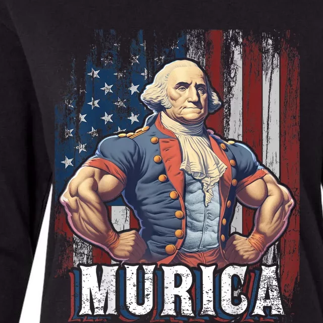 4th Of July Patriotic Funny George Washington July 4th Womens Cotton Relaxed Long Sleeve T-Shirt