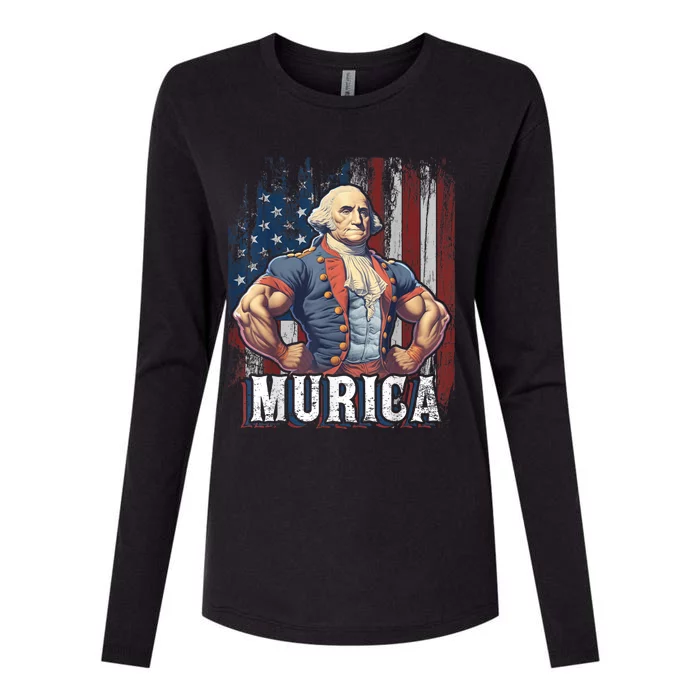 4th Of July Patriotic Funny George Washington July 4th Womens Cotton Relaxed Long Sleeve T-Shirt