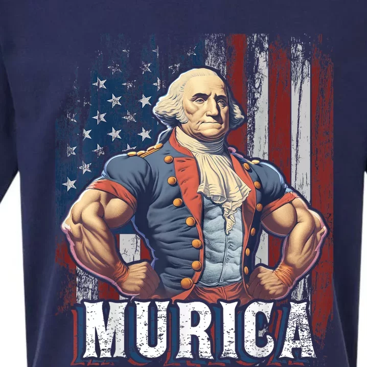 4th Of July Patriotic Funny George Washington July 4th Sueded Cloud Jersey T-Shirt