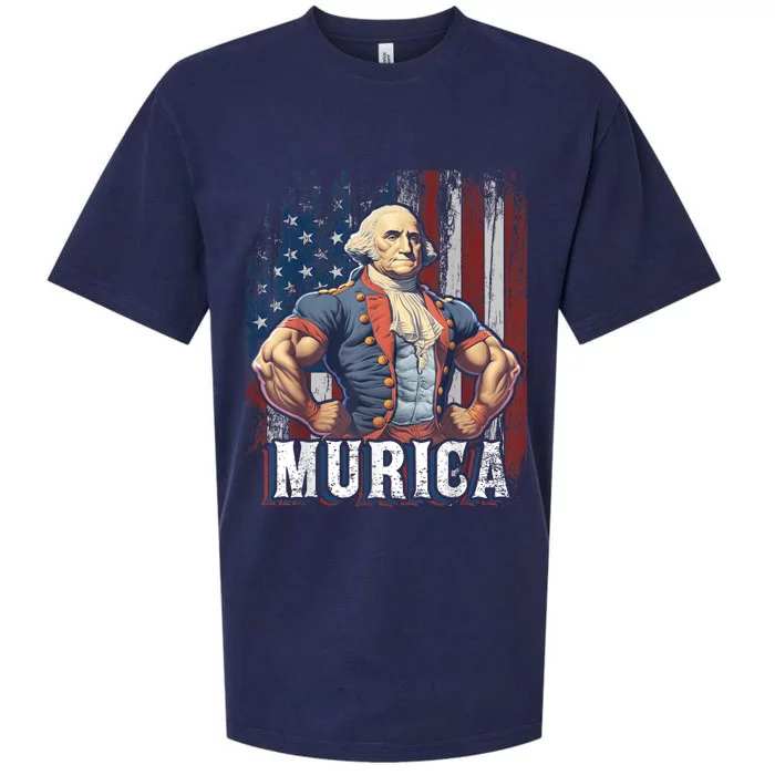 4th Of July Patriotic Funny George Washington July 4th Sueded Cloud Jersey T-Shirt