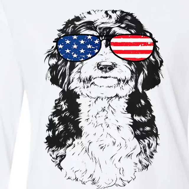 4th Of July Bernedoodle Doodle Dog Patriotic USA Sunglasses Womens Cotton Relaxed Long Sleeve T-Shirt