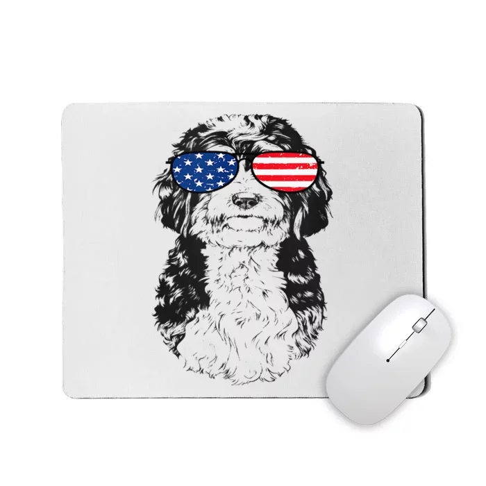 4th Of July Bernedoodle Doodle Dog Patriotic USA Sunglasses Mousepad