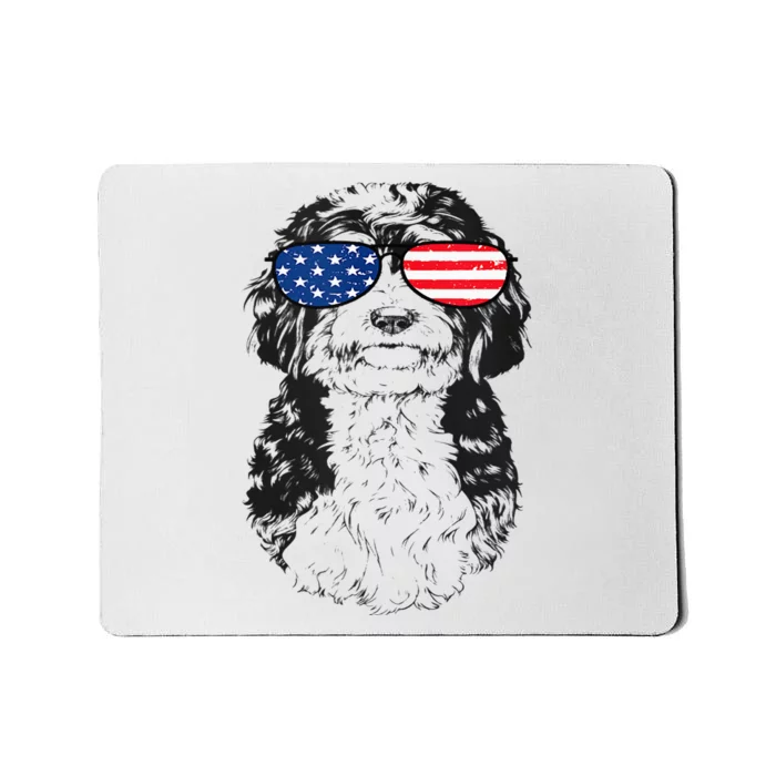 4th Of July Bernedoodle Doodle Dog Patriotic USA Sunglasses Mousepad