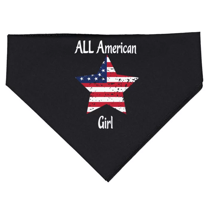 4th Of July All American Girl Usa Flag USA-Made Doggie Bandana