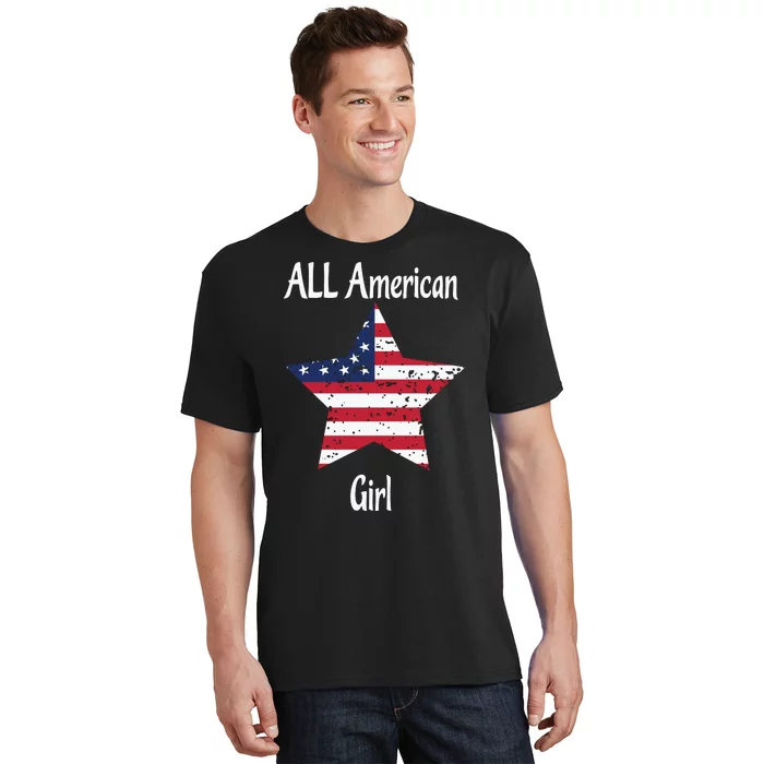 4th Of July All American Girl Usa Flag T-Shirt