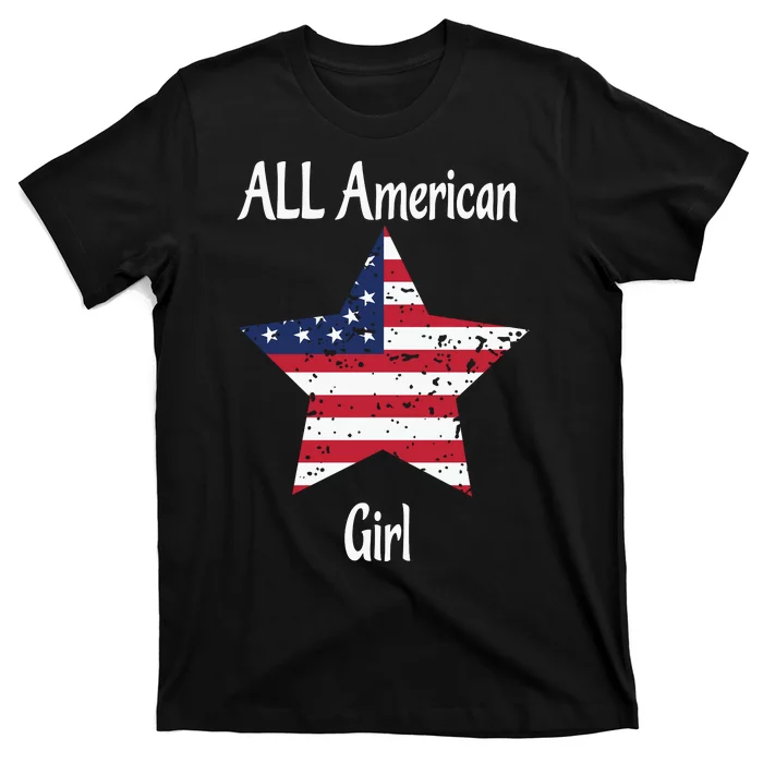 4th Of July All American Girl Usa Flag T-Shirt