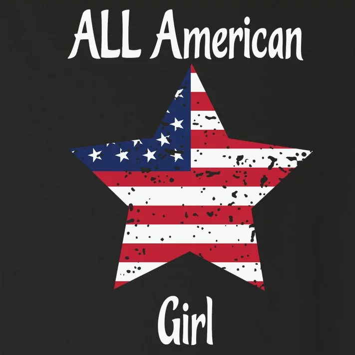 4th Of July All American Girl Usa Flag Toddler Long Sleeve Shirt