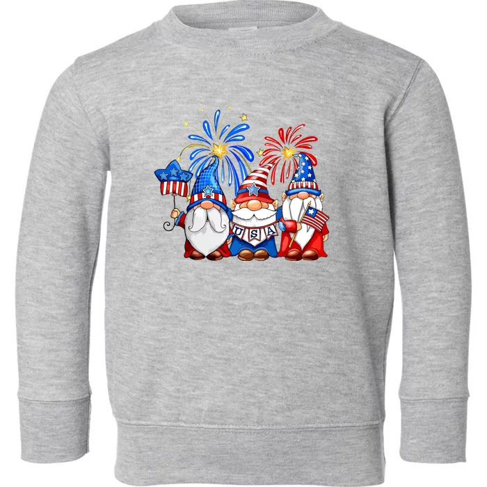 4th Of July American Gnomes Celebrating Independence Day Toddler Sweatshirt