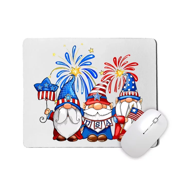 4th Of July American Gnomes Celebrating Independence Day Mousepad