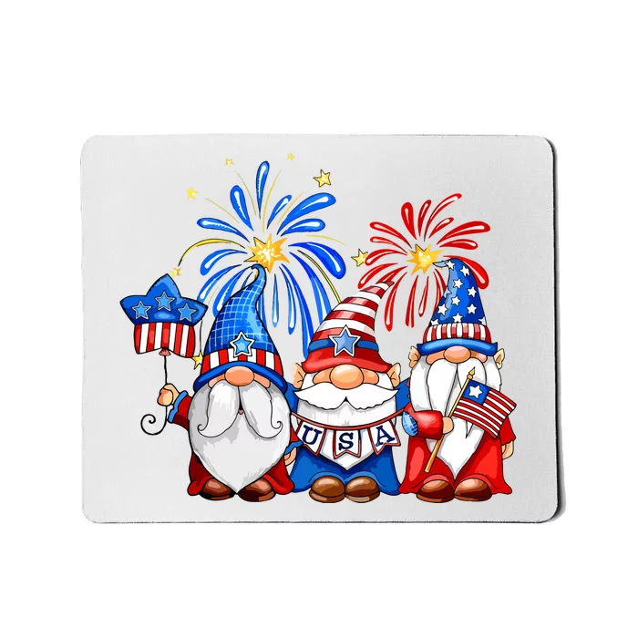 4th Of July American Gnomes Celebrating Independence Day Mousepad