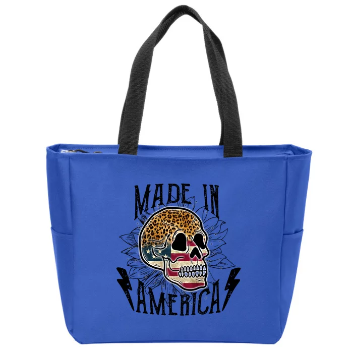 4th Of July Usa Flag Leopard Skull Sunflower America Great Gift Zip Tote Bag