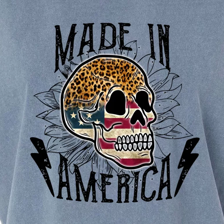 4th Of July Usa Flag Leopard Skull Sunflower America Great Gift Garment-Dyed Women's Muscle Tee