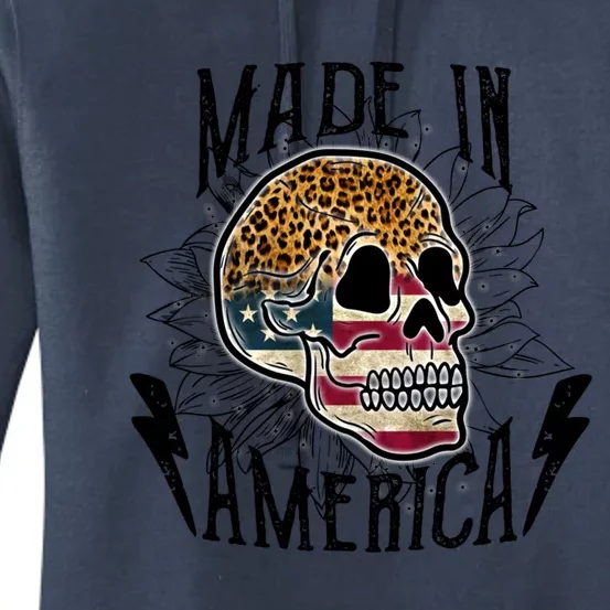 4th Of July Usa Flag Leopard Skull Sunflower America Great Gift Women's Pullover Hoodie