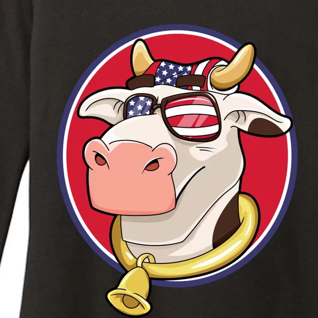 4th Of July Patriotic Cow Farmer Funny American Flag Usa Cool Gift Womens CVC Long Sleeve Shirt