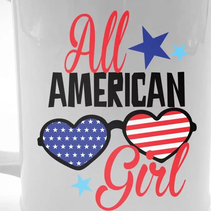 4th Of July All American Girl Glasses American Flag Front & Back Beer Stein