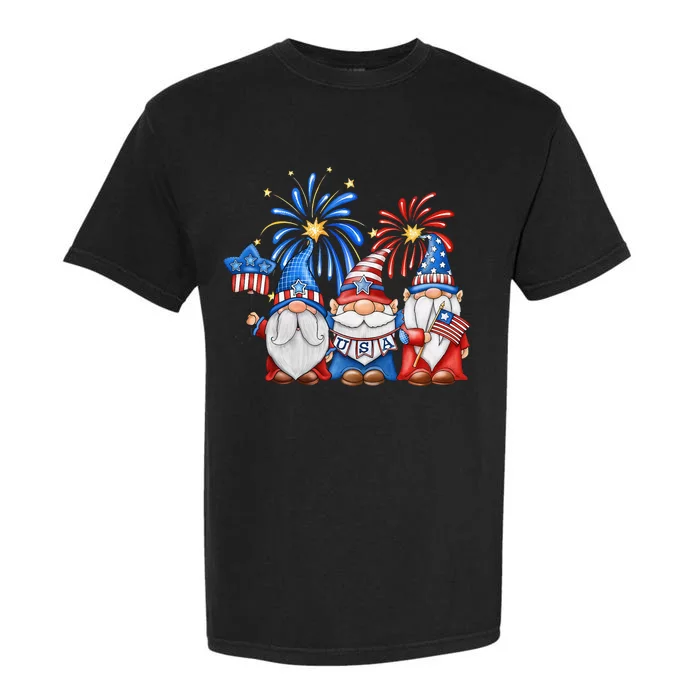 4th Of July American Gnomes Celebrating Independence Day Garment-Dyed Heavyweight T-Shirt