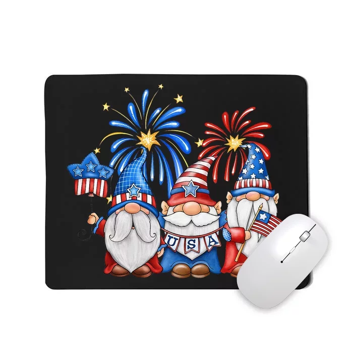 4th Of July American Gnomes Celebrating Independence Day Mousepad